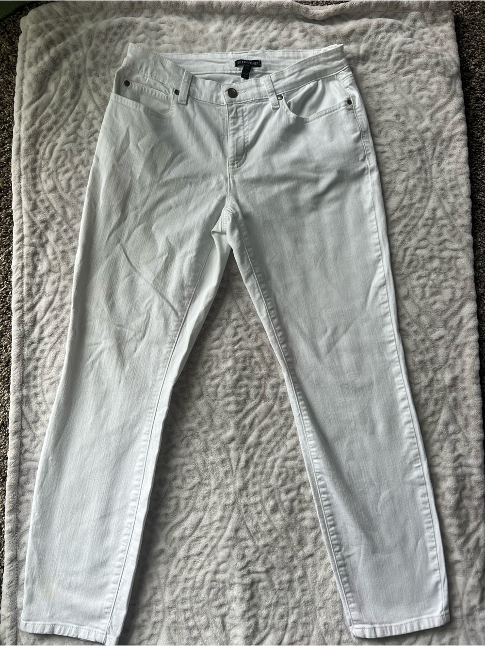 Eileen Fisher White Organic Cotton Stretch Jeans Women’s Size 6 Straight Leg - Picture 5 of 9